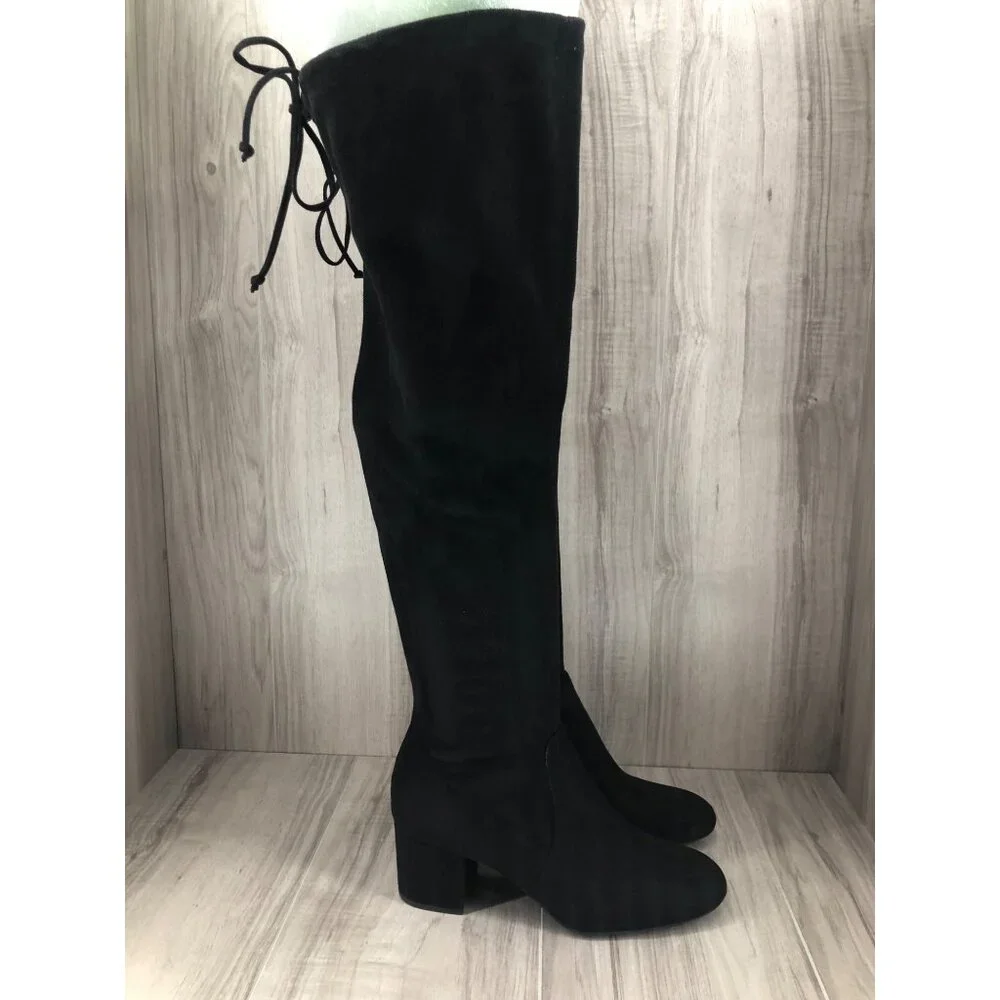 Gianni Bini OTK Boots Womens 10 Black Slip On Over The Knee